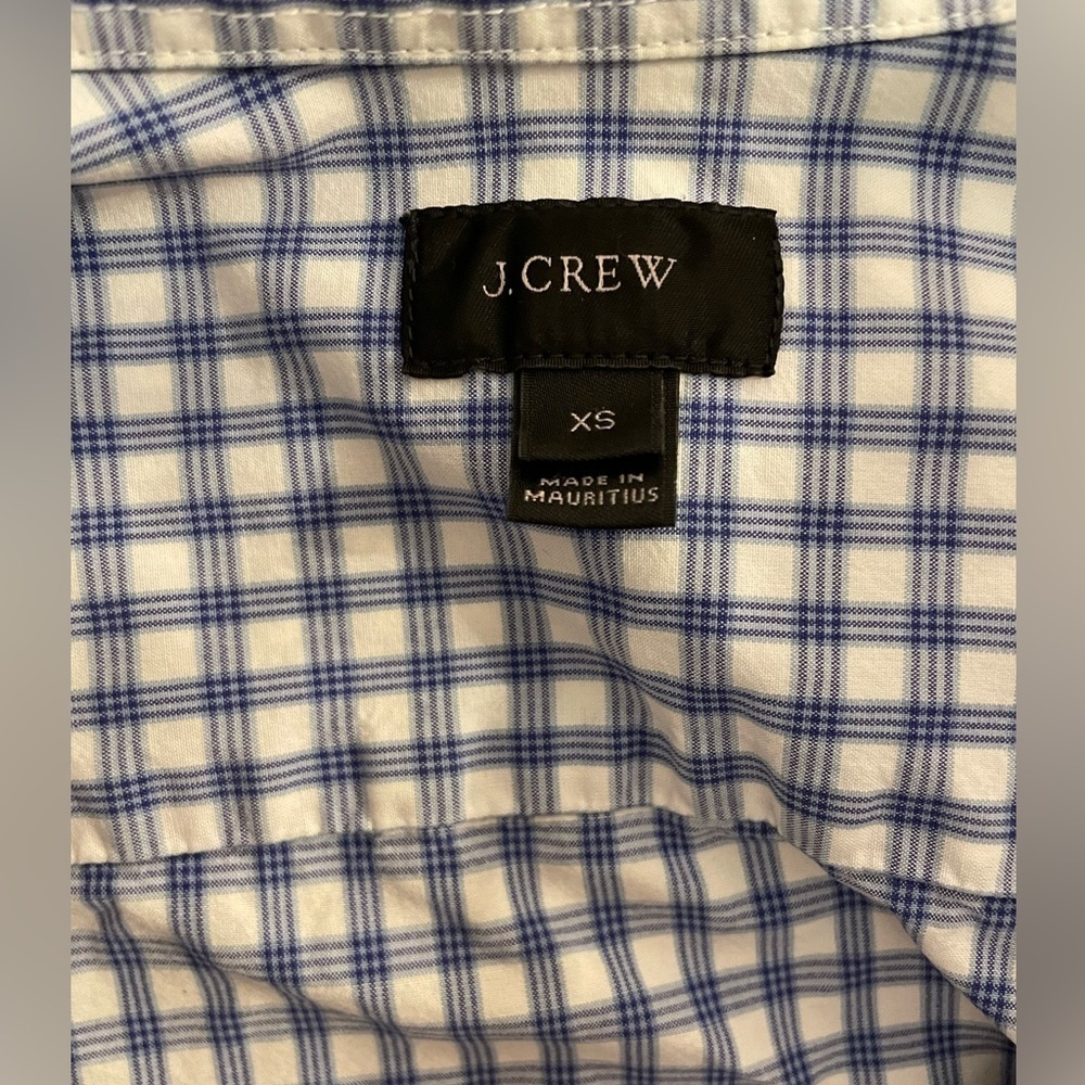 Men’s J.Crew Blue White Tartan Plaid Button Down Shirt XS Classic Fit - Picture 3 of 4